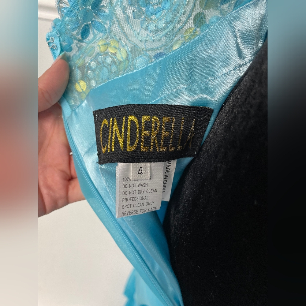NWT Cinderella Divine chiffon Halter, Aqua, Size 4 - Picture 7 of 8